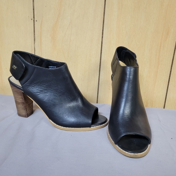 Cole Haan Leather Peep Toe Booties - Picture 1 of 9